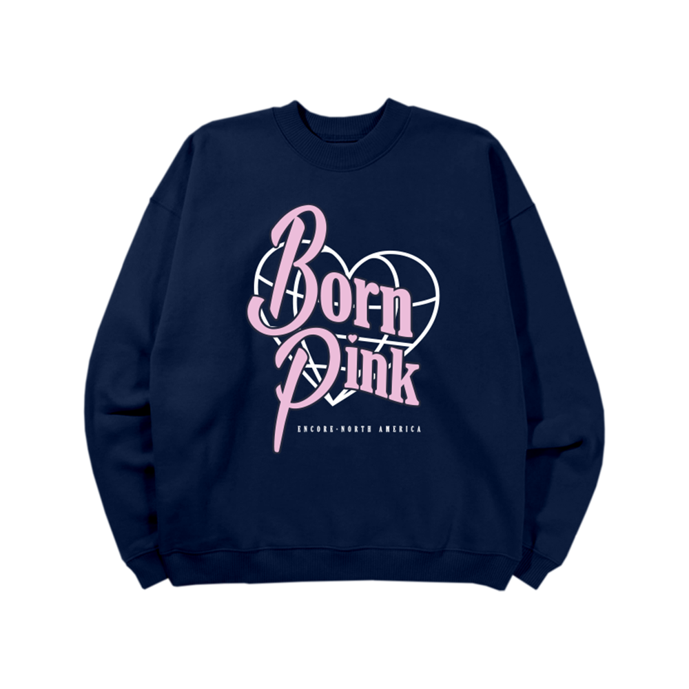 BLACKPINK - Born Pink Heart Globe Navy Crewneck